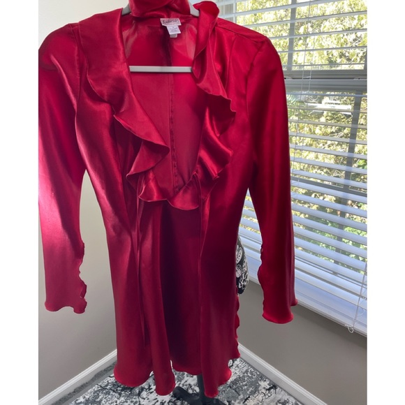 Fredericks of Hollywood Red Satin Nightgown Sz M - Picture 2 of 4